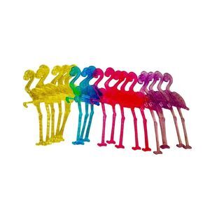 Set of Neon Translucent Flamingo Cocktail Swizzle Sticks 18